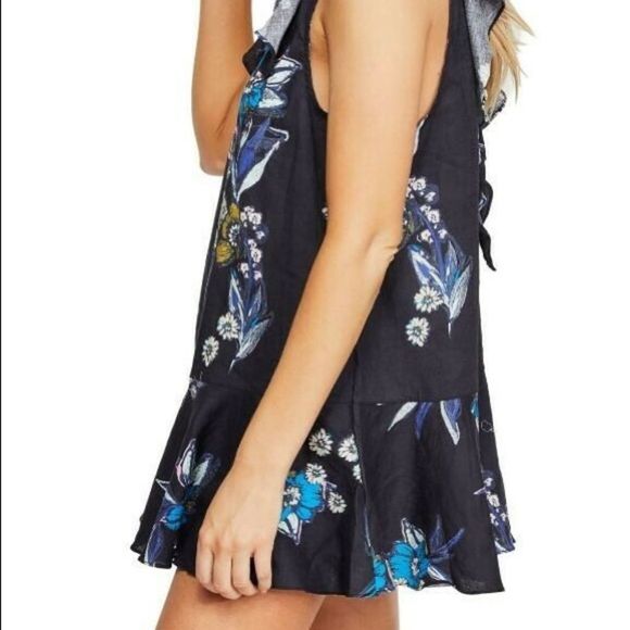 Free People Summer in Tulum Tunic black linen tunic XS sleeveless ruffle - Picture 2 of 10